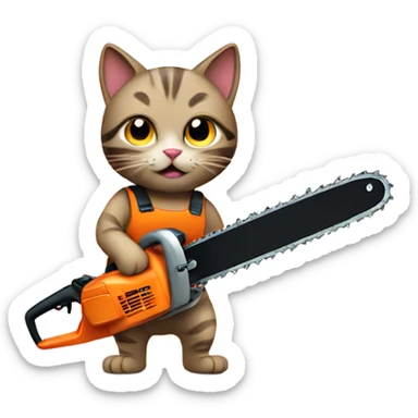 Cat with chainsaw sticker