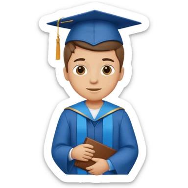Generate a boy's master's emoji with a blue bachelor's degree. sticker
