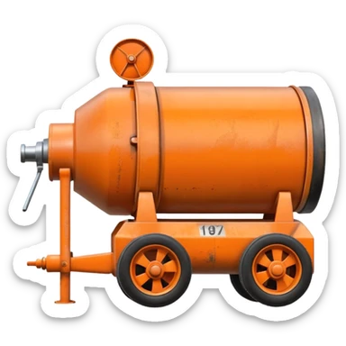 small orange concrete mixer (not a truck) sticker