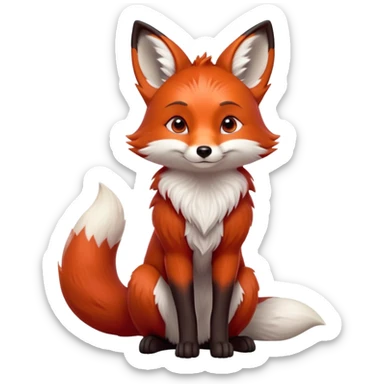 cinematic-noble [fox]-realistic-full-body-sitting-emoji,-tail-tucked-close,-head-tilted-dramatically,-fox-[red]-fur,-simplified-yet-realistic-focused-features,-highly-detailed,-glowing-with-an-almost-sarcastic-glow  expressive eyes sticker