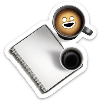 Black paper cup of coffee on the table and near a black book sticker