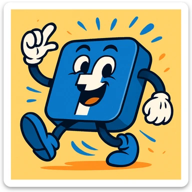 animated Facebook logo, playful movement, bold colors sticker