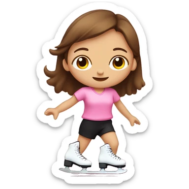 little girl with brown hair, pink shirt and black shorts SKATING in miniramp sticker