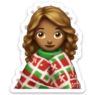 Girl with Christmas blanket  sticker