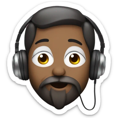 blowing a kiss with beard and headphones sticker