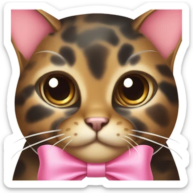 tortoise shell cat with a pink bow on it sticker