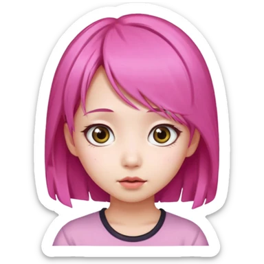 emoji An Asian girl with  pink hair, big eyes,sweet
 sticker