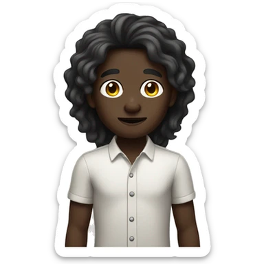 dark skin boy with food long hair  sticker