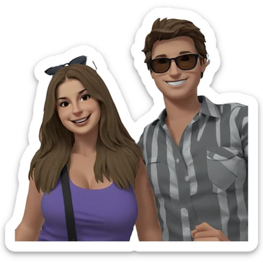 happy couple with sunglasses sticker