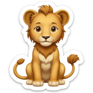 in lion family, only baby Girl lion., full body, single tail sticker