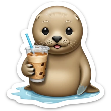 Seal with iced coffee sticker