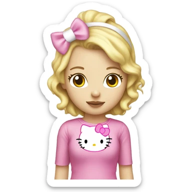 blonde hair girl, hello kitty costume, on oxygen cannular sticker
