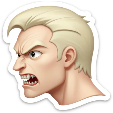 young angry man in profile view with sharp fangs and intense expression sticker
