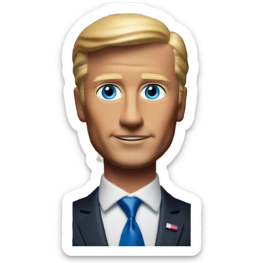 US president Ken in Barbie style, oil paint, mysterious eyes, intricate lips, masterpiece portrait, odd perspective, beautiful, desirable, logical, midsommar, ikea sticker