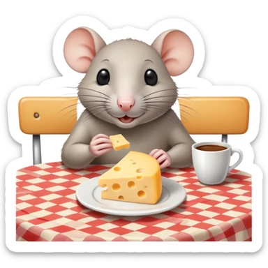 Rat eating cheese at a Paris cafe sticker