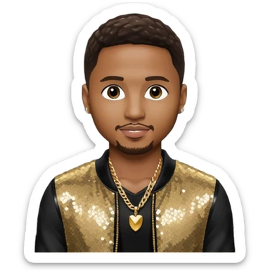 Trey Songz with dark brown hair, black sequin outfit sticker
