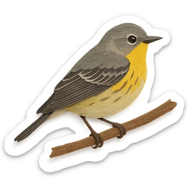New World warbler sitting on a branch, delicate paper layers, realistic feather patterns, subtle color variations sticker