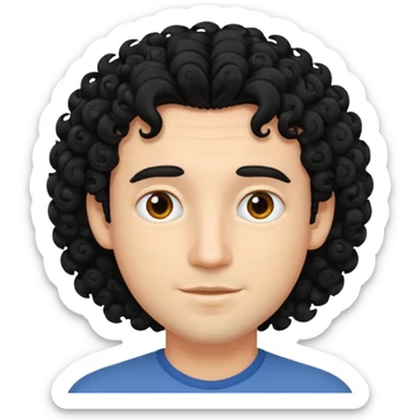 curly haired head cat man sticker