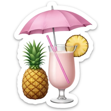 coconut drink with light pink umbrella sticker
