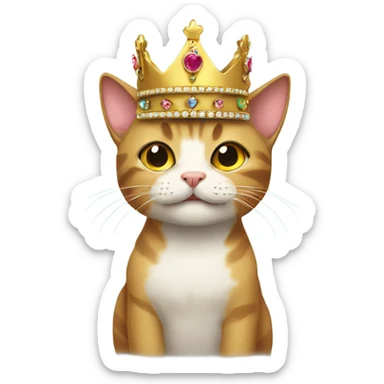 cat wearing a crown sticker