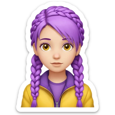ragazza con capelli viola a treccia e giubbotto giallo sticker