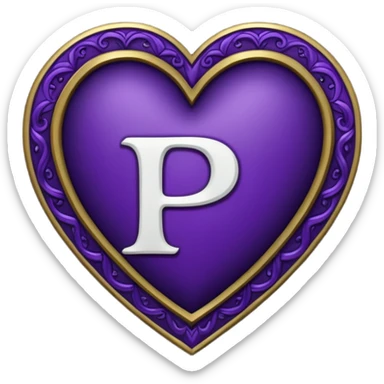 Can you make a dark purple heart with a white letter in the middle in a gothic style, the letter is P sticker
