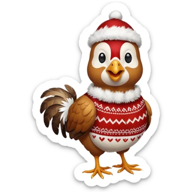 Chicken with a Christmas jumper sticker