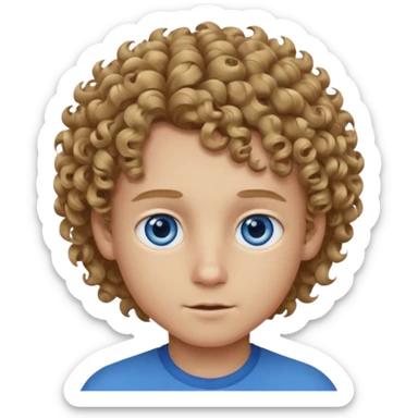Boy with curly dark blonde hair and blue eyes  sticker