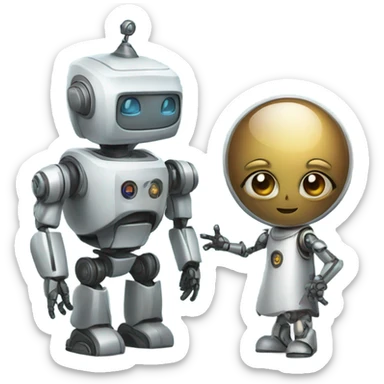 robot and magic sticker