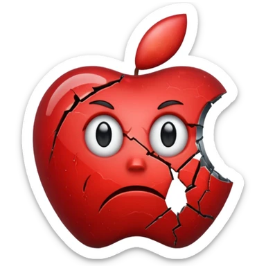 Sad Apple logo  with a cracked screen sticker