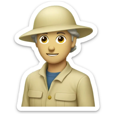 gardener pith helmet beige jacket trees sticker