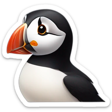 A puffin with kawaii eyes sticker