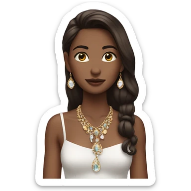 brunette girl like photo with jewelry sticker