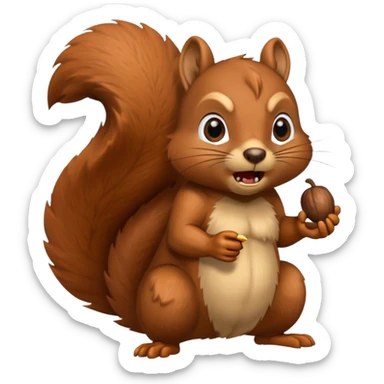 A realistic squirrel that’s mad eating a acorn  sticker