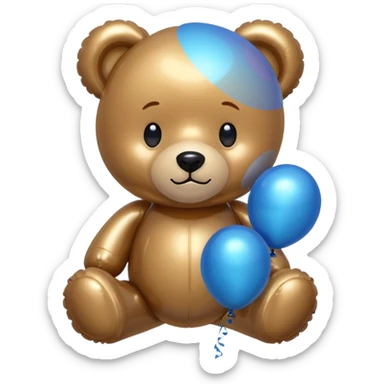 cute teddy bear, balloon style, shiny, inflated look sticker