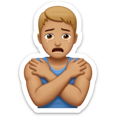 Crying emoji Arms crossed choking itself  sticker