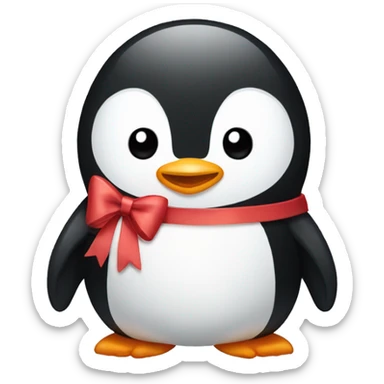 Penguin with a bow sticker