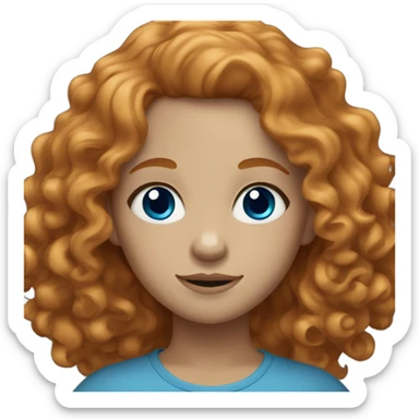 Ginger girl with wavy/ curly hair with blue cross grey eyes sticker