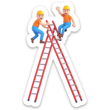 a cartoon figure climbing a ladder, laughing, playful sticker