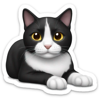 black and white cat sticker