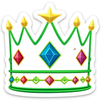 Add colorful jewels to the glowing neon royal crown, keep the background transparent, maintain the glowing neon style and vibrant colors of the crown. sticker
