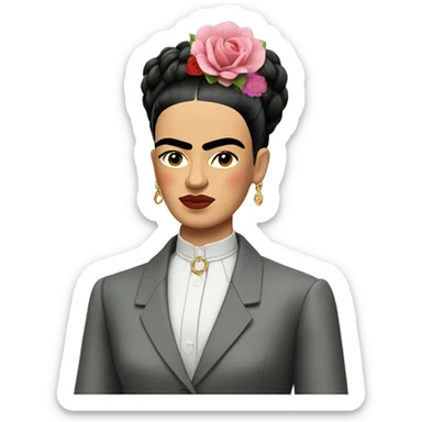 Frida kahlo gray suit slicked back hair sticker