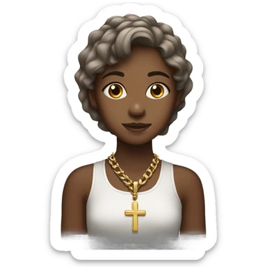 Girl with a cross necklace  sticker