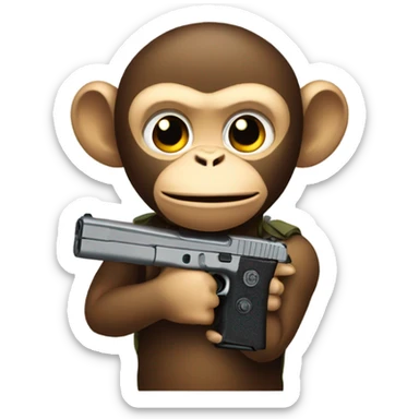 Monkey holding a Glock sticker