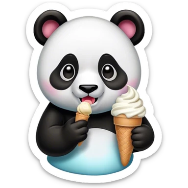 Panda eating ice cream sticker