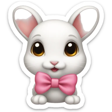 Baby bunny with coquette bow on ear sticker