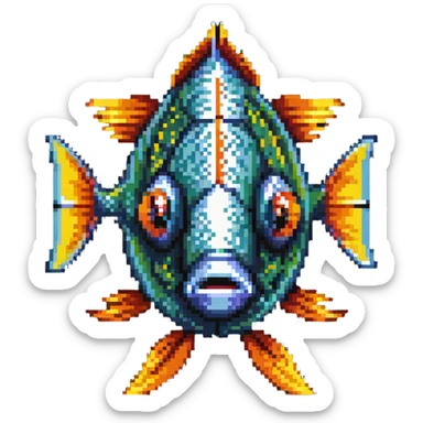 fish head logo, colorful tropical fish face viewed from the front sticker