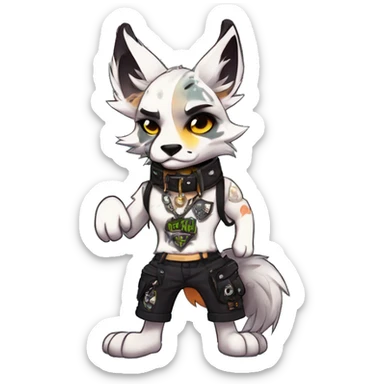 cool edgy animal fursona by griffsnuff & LiLaiRa & Falvie with badass colors and a collar full body sticker