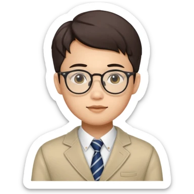 Small omega male Asian with glasses and preppy outfit  sticker
