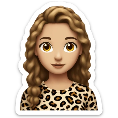 Teenage long brown haired girl wearing a leopard print top sticker